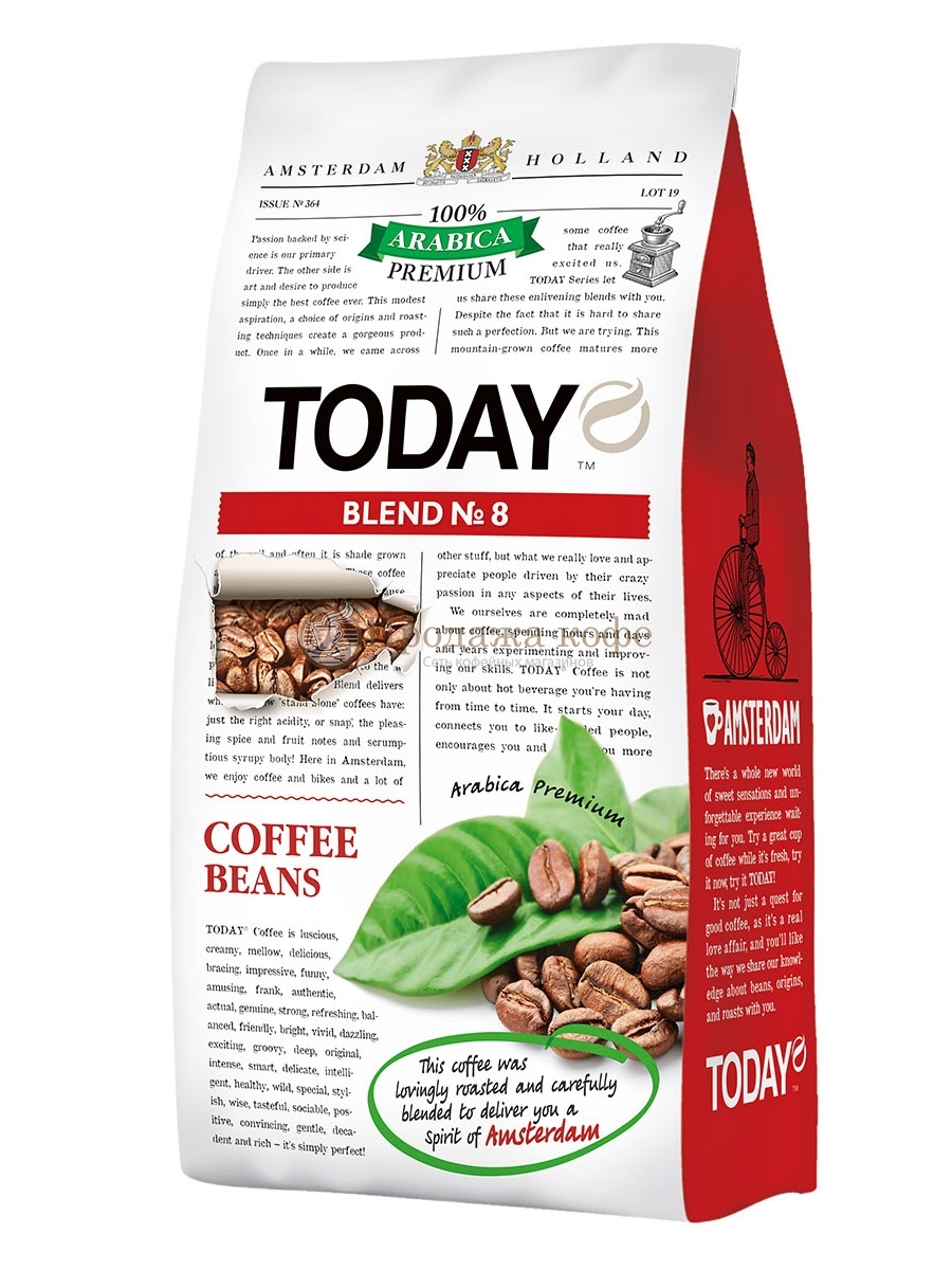 Кофе в зернах Today (Тудей) Blend №8, 800 г, вакуумная упаковка