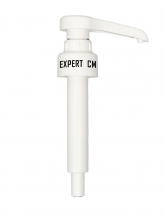 Помпа-дозатор EXPERT CM (Эксперт СМ) для стеклянной бутылки с сиропом, на порцию 10 мл, белая с логотипом